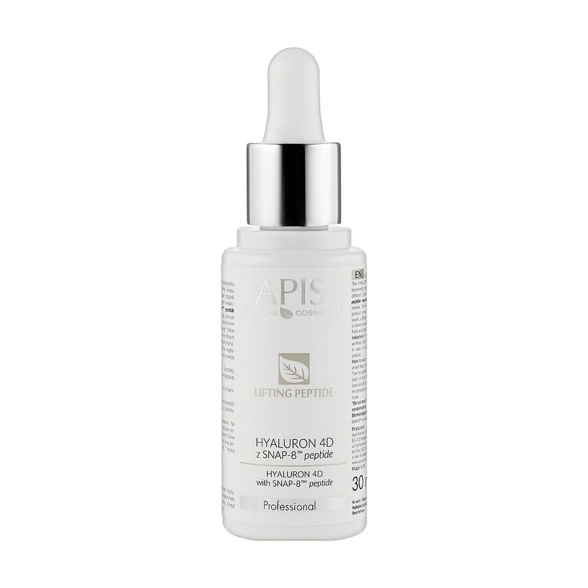 Зволожувальна сироватка для обличчя Apis Natural Cosmetics Professional Hyaluron 4D + Snap-8 Peptide з гіалуроновою кислотою та пептидами, 30 мл